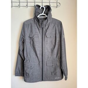 Eddie Bauer Travex Women Gray Full Zip Hooded Field Jacket L Utility Outdoor